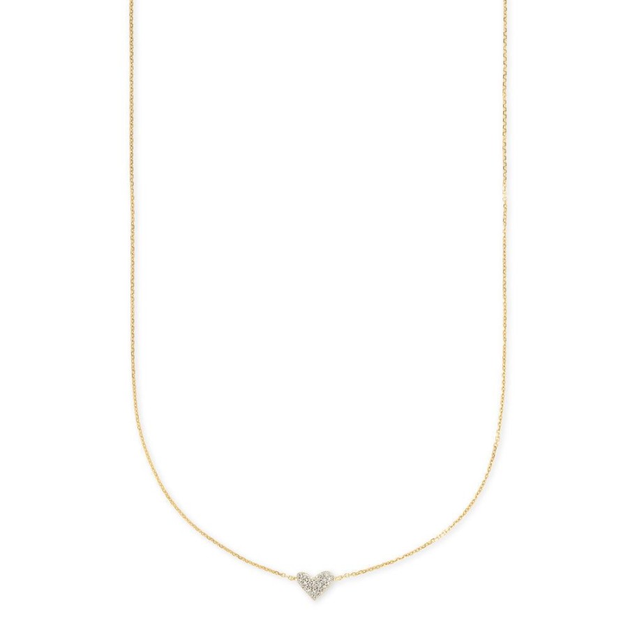 Jewelry Kendra Scott | Kendra Scott Heart 14K Gold Pendant Necklace In White Diamond