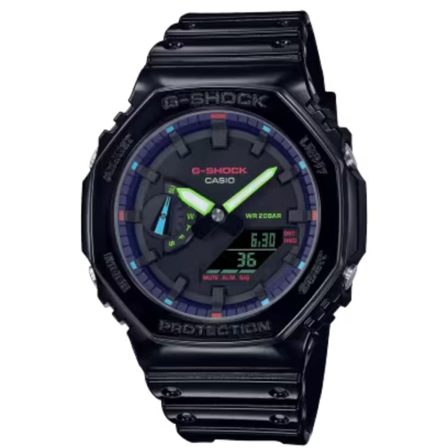 Timepieces G-SHOCK | G-Shock Analog Digital 2100 Series - Black With Multi-Color Accents