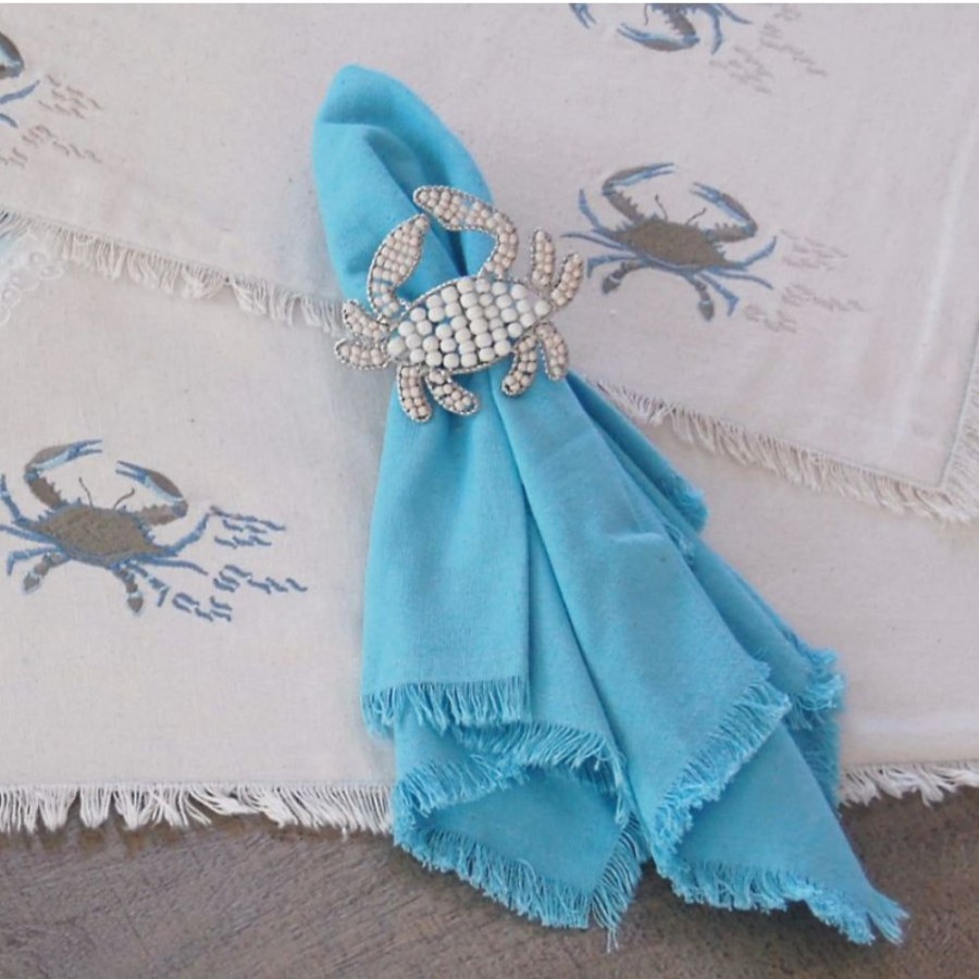 Gifts Rightside Design | Blue Crab Napkin Rings