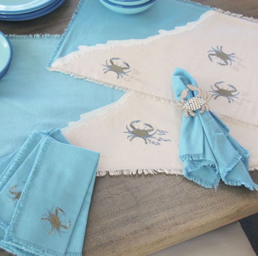 Gifts Rightside Design | Blue Crab Napkin Rings