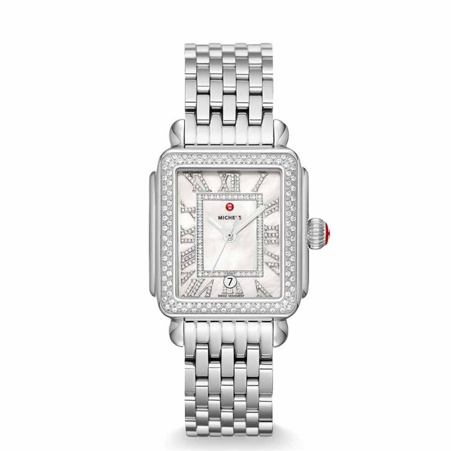 Timepieces Michele | Michele Deco Madison Stainless Steel Diamond Watch