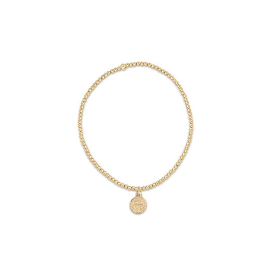 Jewelry enewton | Enewton Classic Gold 2Mm Bead Bracelet-Blessing Small Gold Disc