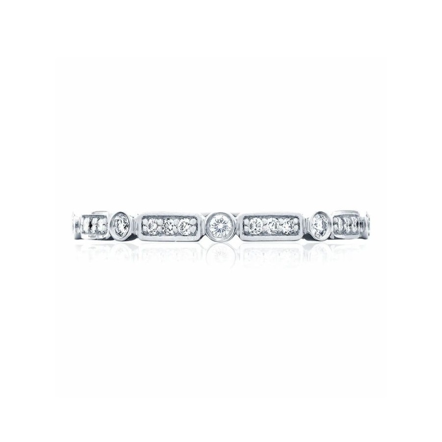 Jewelry Tacori | Tacori Sculpted Crescent 18K Bezel Droplet And Basket Alternating Wedd