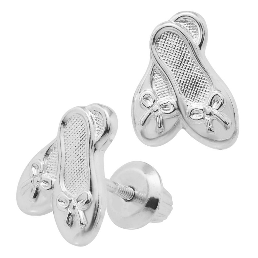 Jewelry Smyth Jewelers | Children'S Sterling Silver Ballet Slippers Stud Earrings