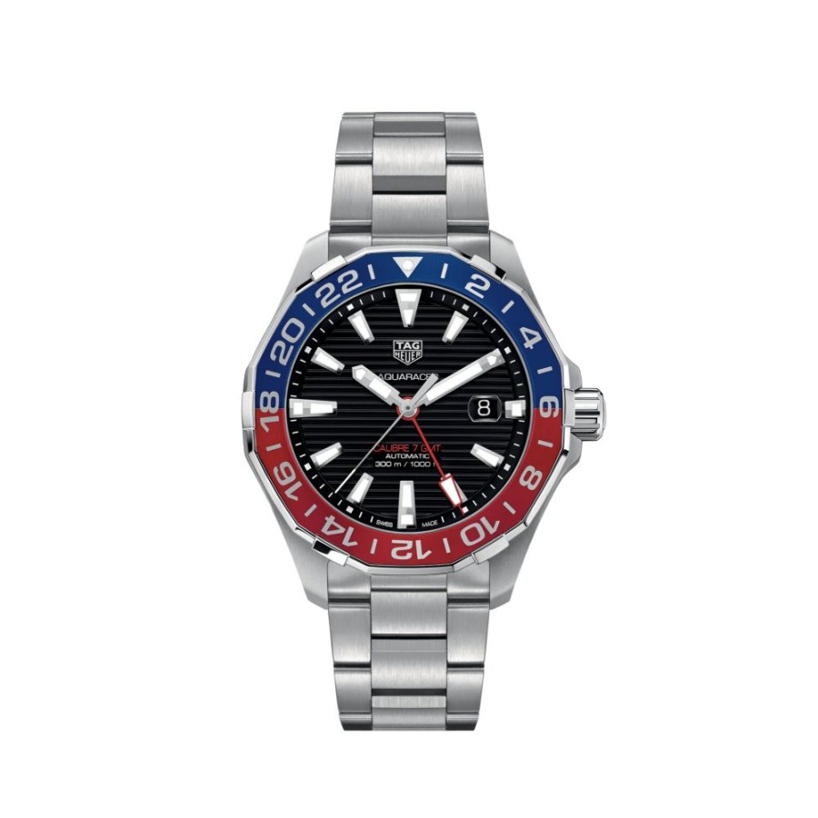 Timepieces TAG Heuer | Tag Heuer Gents Aquaracer 43Mm Automatic - Black/Blue Or Red/Blue