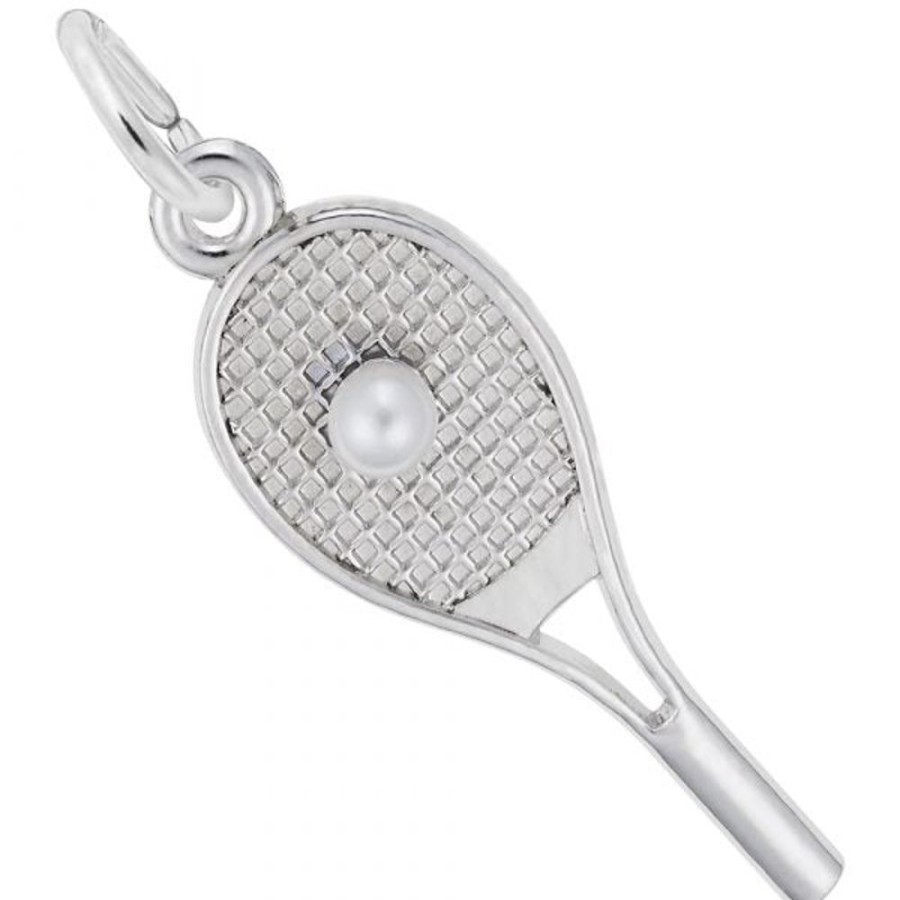 Jewelry Rembrandt | Sterling Silver Tennis Racket With Pearl Charm