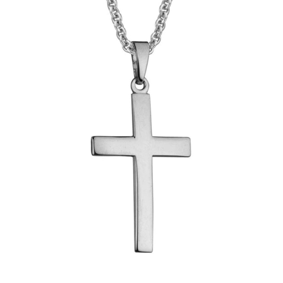 Jewelry Smyth Jewelers | Sterling Silver Domed Cross Pendant Necklace