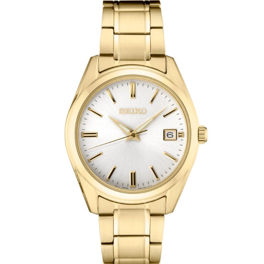 Gifts Seiko | Seiko Essentials Collection Gold-Tone Stainless Steel White Dial Quart