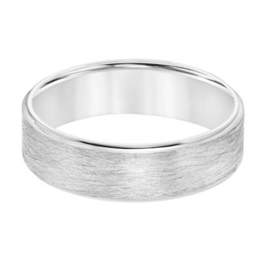 Jewelry Frederick Goldman | Men'S 6Mm Platinum Concave Edge Carved Wedding Band