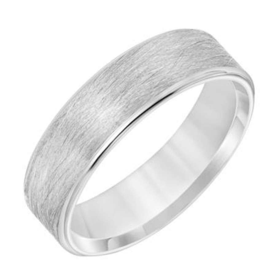 Jewelry Frederick Goldman | Men'S 6Mm Platinum Concave Edge Carved Wedding Band