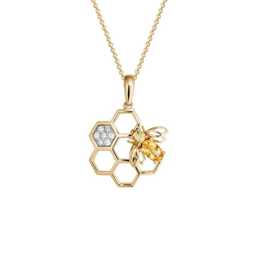 Jewelry Smyth Jewelers | 14K Bee & Honeycomb Pendant Necklace