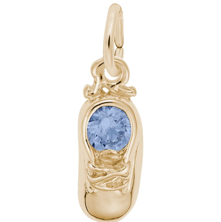 Jewelry Rembrandt | 14Y Baby Shoe Charm With March Birthstone Aquamarine