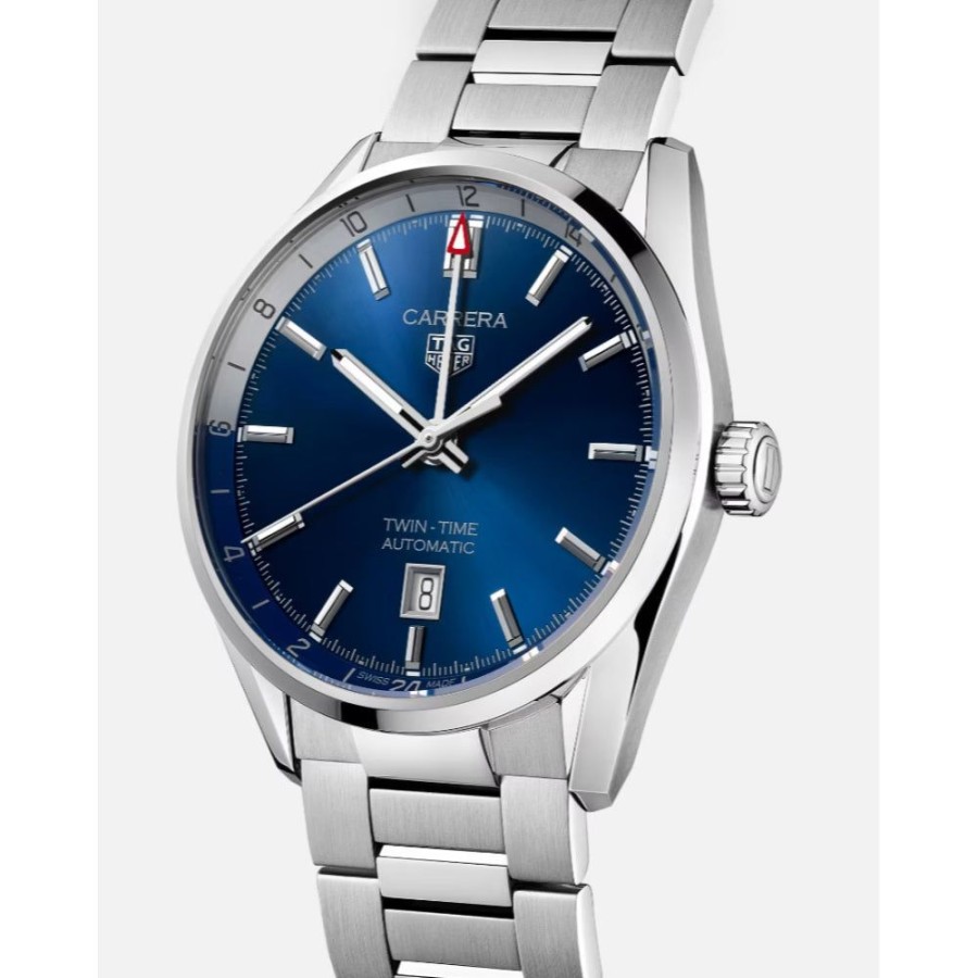 Timepieces TAG Heuer | Tag Heuer 41Mm Carrera Twin-Time Automatic - Blue/Steel