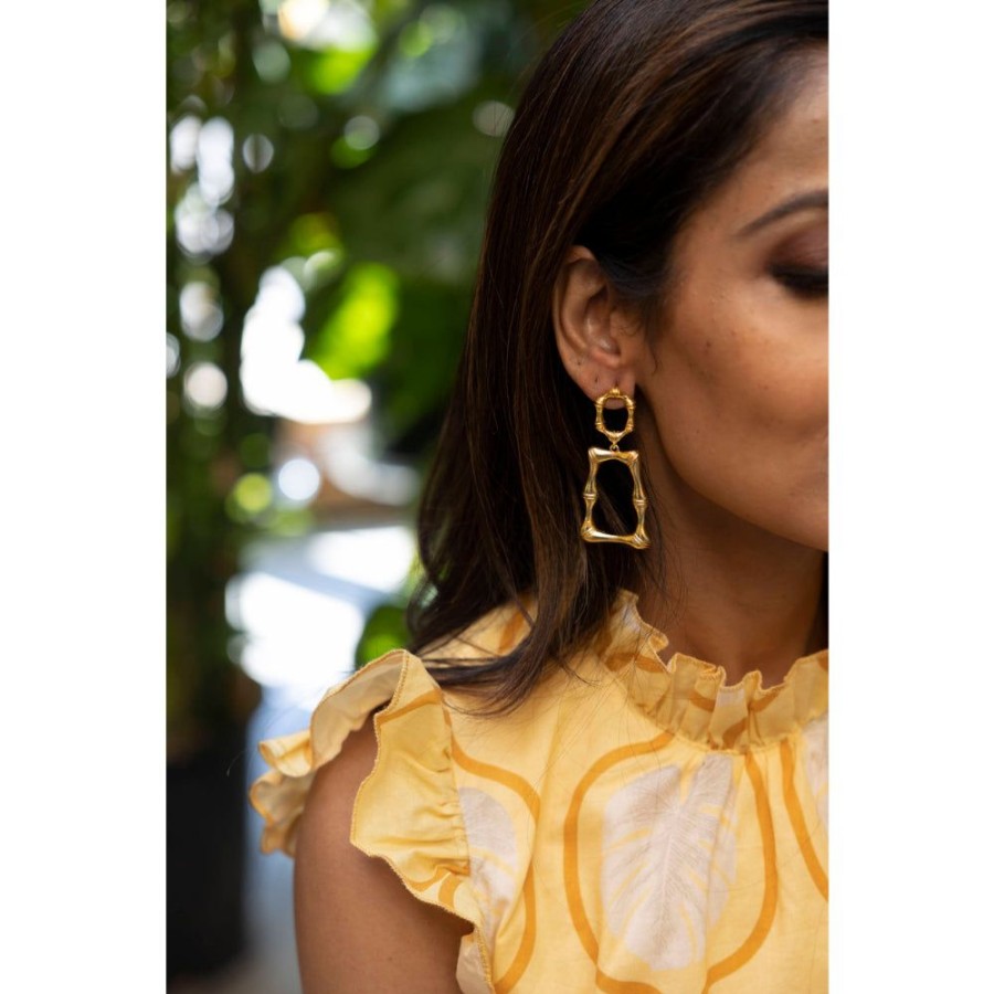 Jewelry Lisi Lerch | Lisi Lerch Jordan Gold Statement Bamboo Earrings