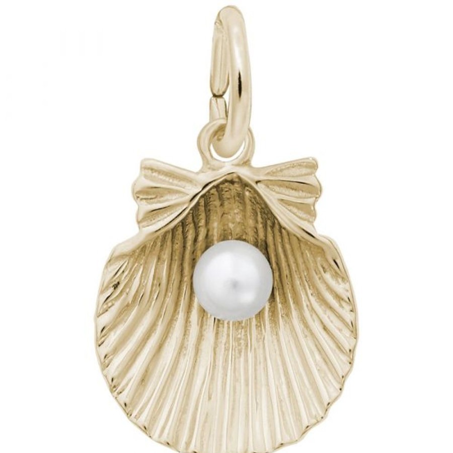 Jewelry Rembrandt | 14K Yellow Gold Shell With Pearl Charm