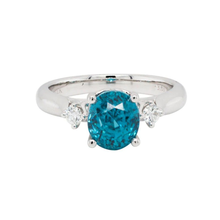 Jewelry Smyth Jewelers | 14K Blue Ziron & Diamond 3 Stone Ring