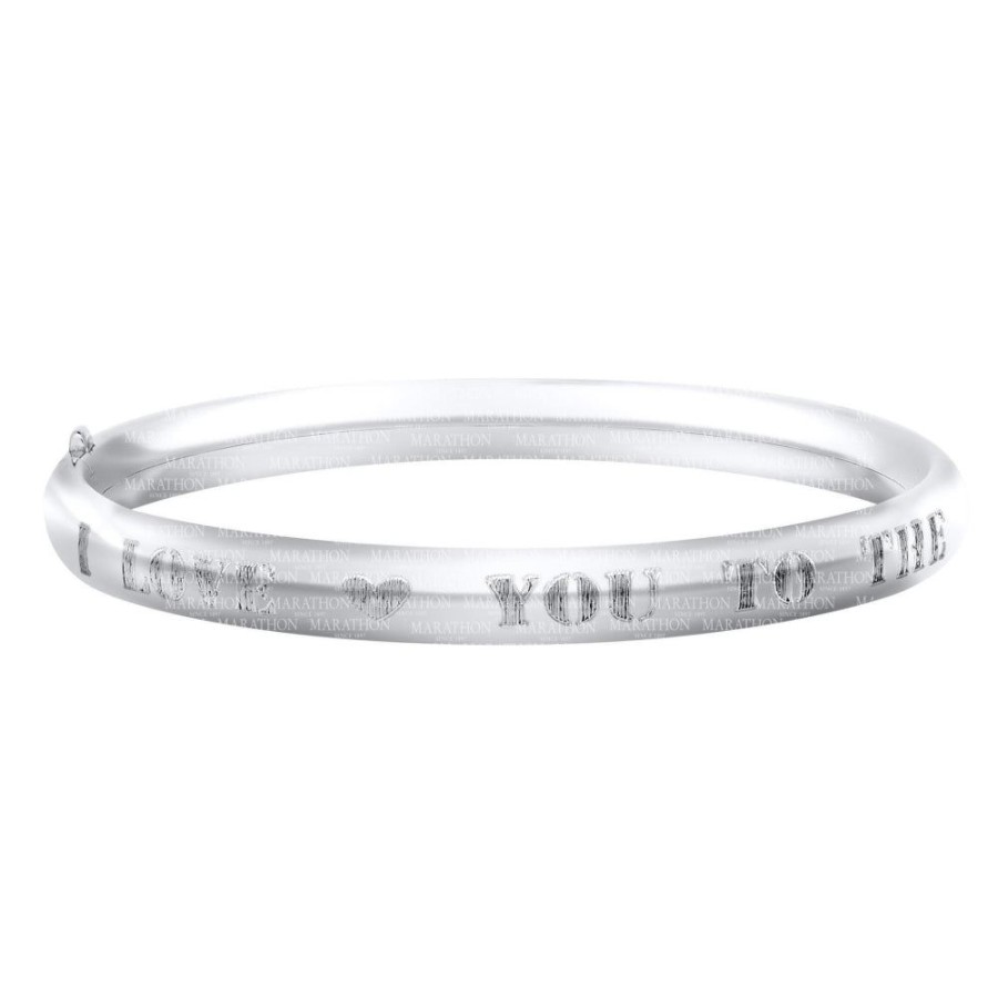 Jewelry Smyth Jewelers | Sterling Silver Engraved Baby Bangle "I Love You To The Moon And Back"