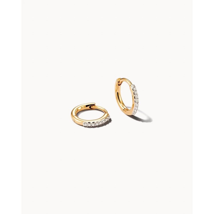 Jewelry Kendra Scott | Kendra Scott Mila 14K Yellow Gold Huggie Earrings In White Diamond