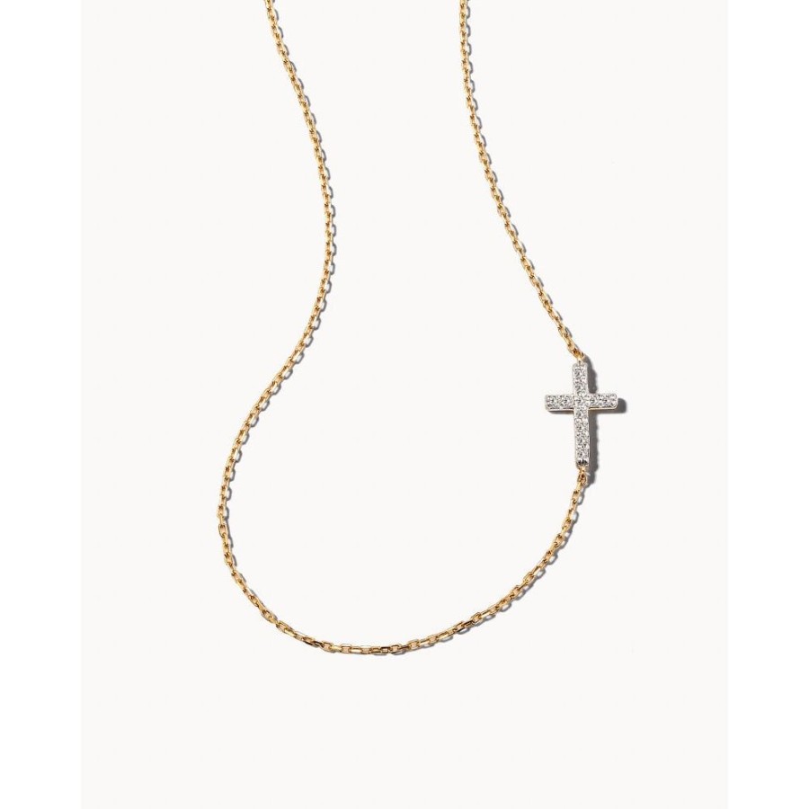 Jewelry Kendra Scott | Kendra Scott Cross 14K Gold Strand Necklace In White Diamond