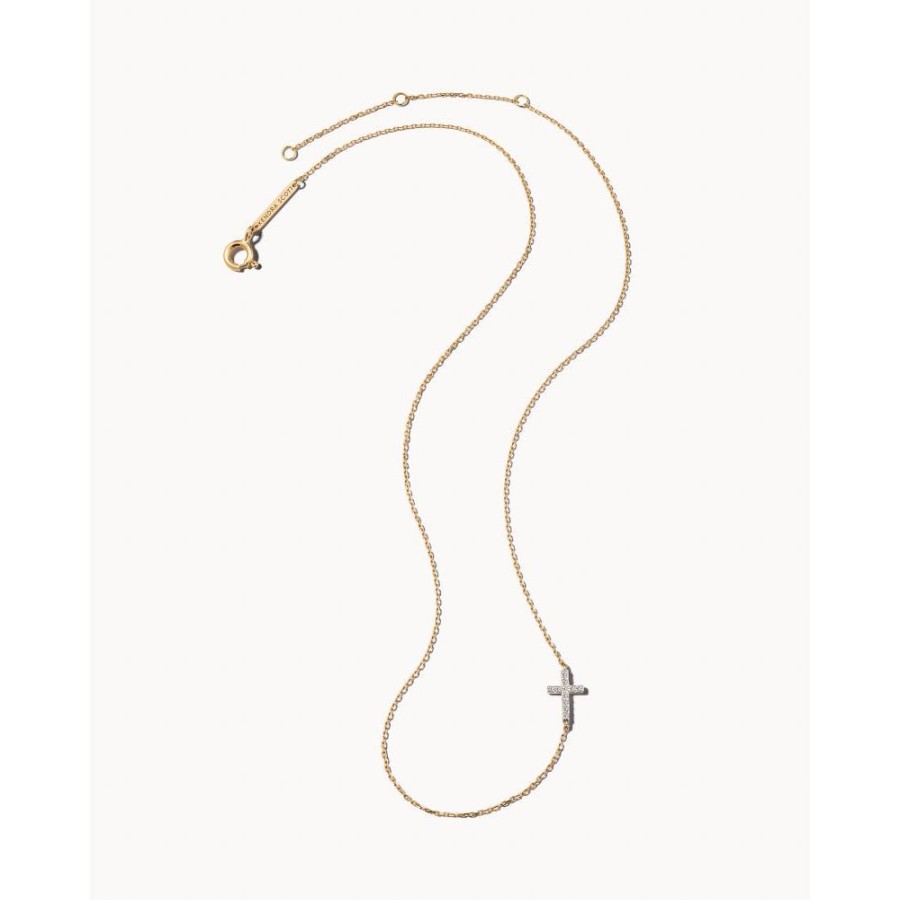 Jewelry Kendra Scott | Kendra Scott Cross 14K Gold Strand Necklace In White Diamond