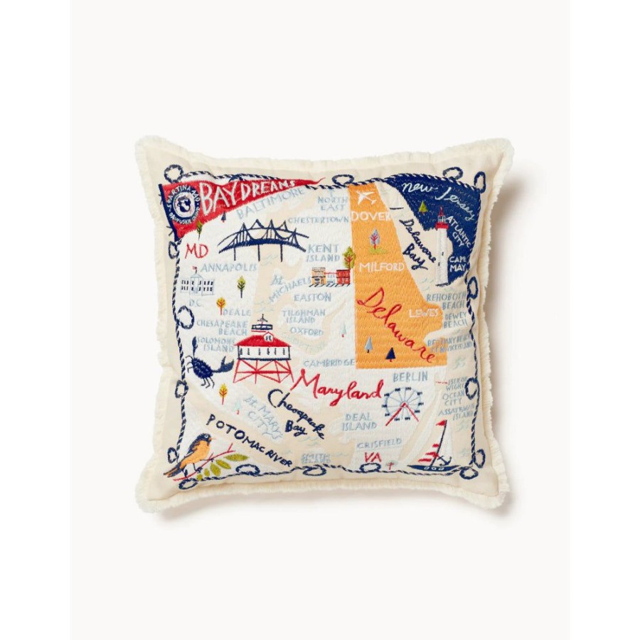 Gifts Spartina | Spartina Embroidered Bay Dreams Pillow