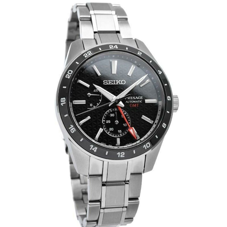 Timepieces Seiko | Seiko Presage Sharp-Edged Series Gmt Black Dial Spb221