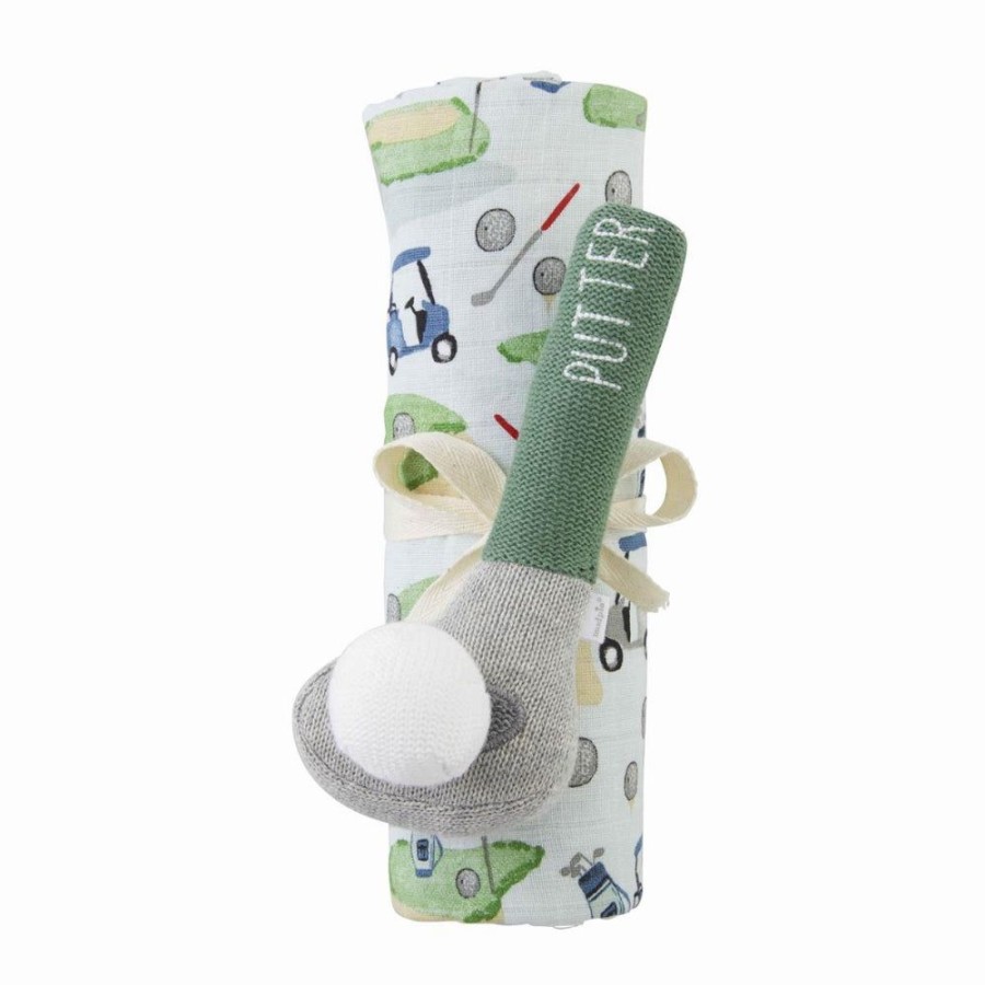 Gifts Mud Pie | Mud Pie Golf Swaddle & Rattle Set