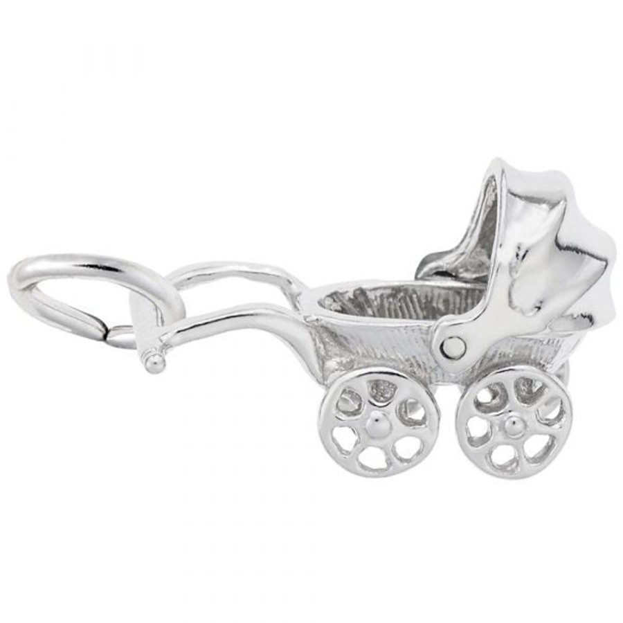 Jewelry Rembrandt | Sterling Silver Canopy Baby Carriage Charm