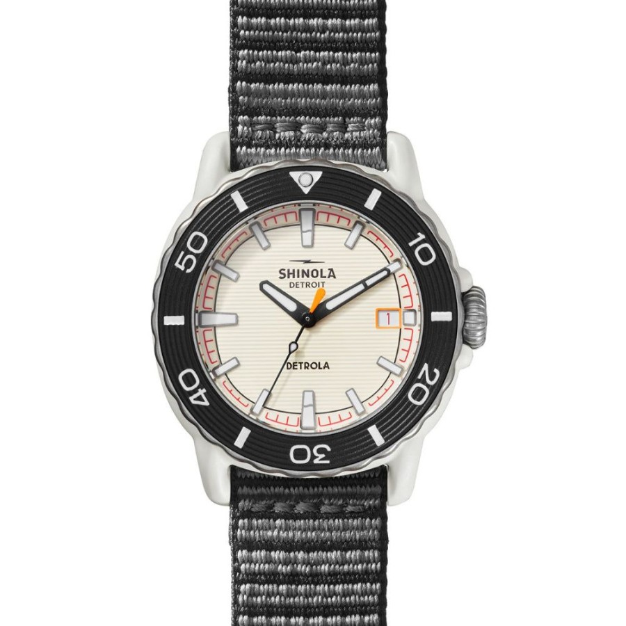 Timepieces Shinola | Shinola Detrola Sea Creature 40Mm Cream Dial Black Nylon Quartz