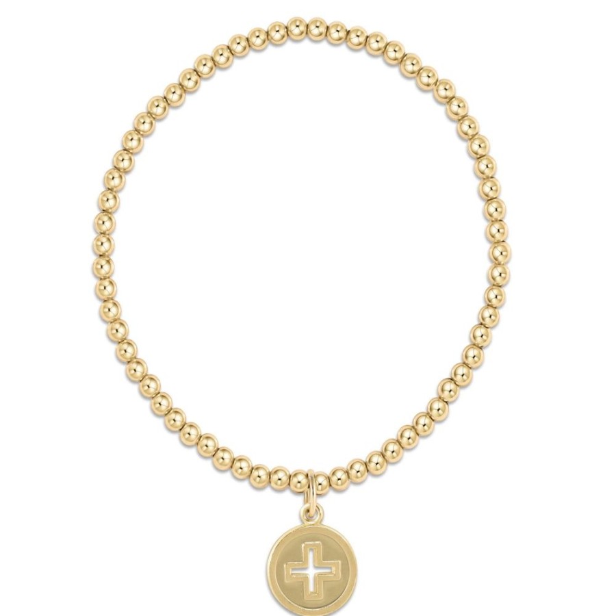 Jewelry enewton | Enewton Signature Cross Disc On Classic 3Mm Gold Bead Bracelet