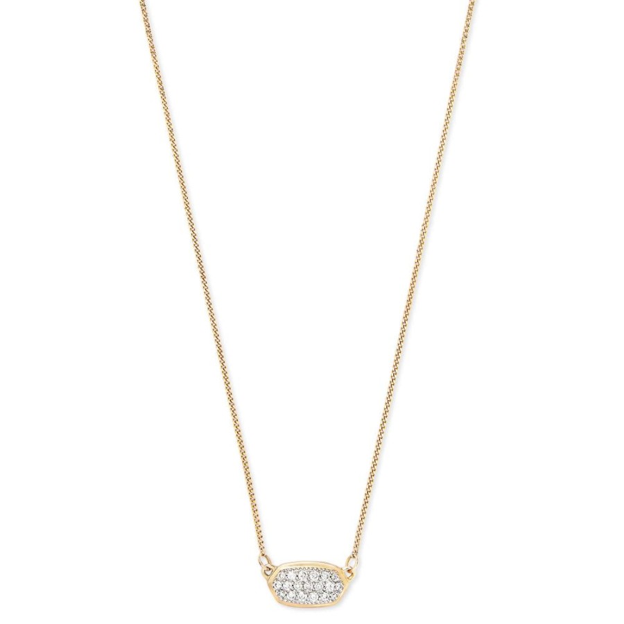 Jewelry Kendra Scott | Kendra Scott Lisa 14K Gold Pendant Necklace In Pave White Diamond