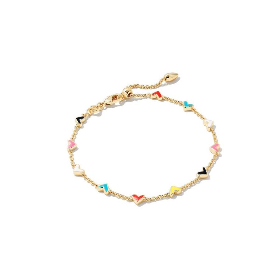 Jewelry Kendra Scott | Kendra Scott Haven Heart Delicate Chain Bracelet In Gold Multi Mix