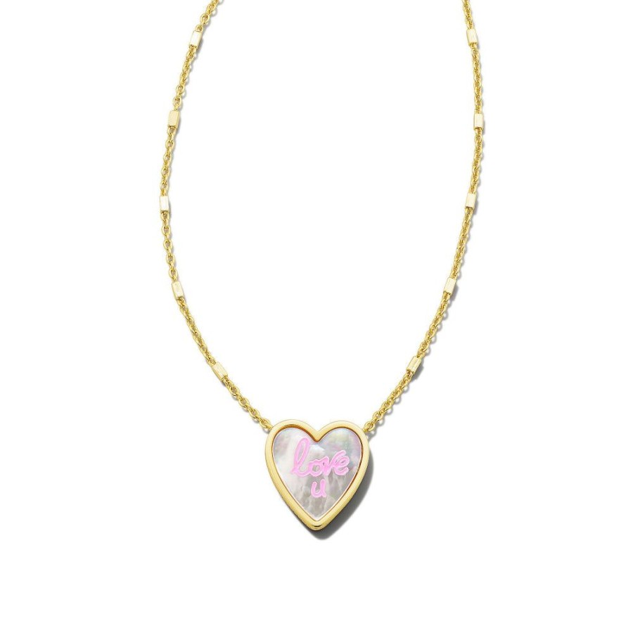 Jewelry Kendra Scott | Kendra Scott Love U Gold Pendant Necklace In Ivory Mother Of Pearl