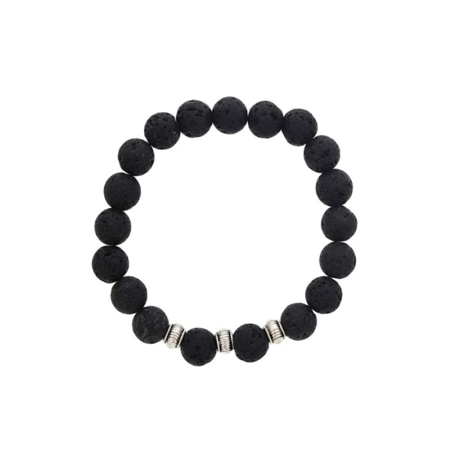 Jewelry Smyth Jewelers | Men'S "Courage" Bracelet With Lava Stone