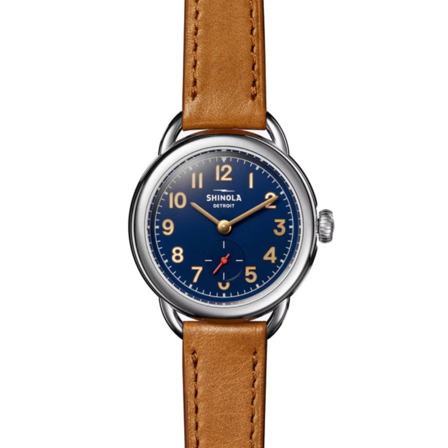 Timepieces Shinola | Shinola Runabout 36Mm, Navy Dial/Brown Leather Strap