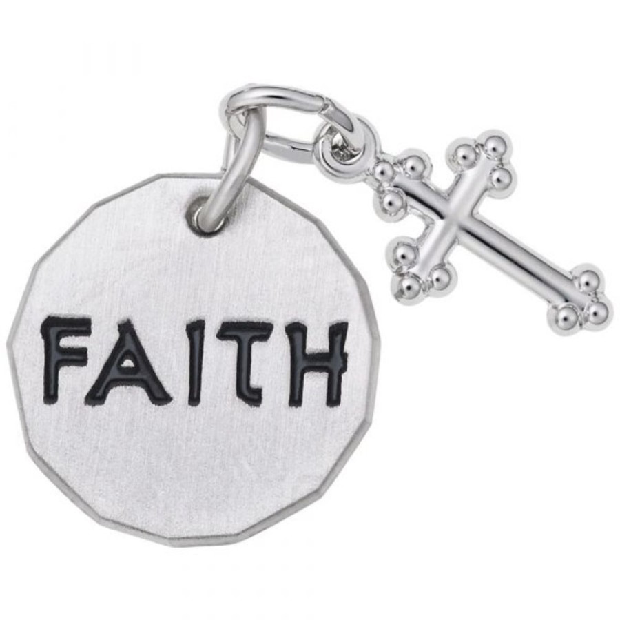 Jewelry Rembrandt | Sterling Silver Faith Tag With Cross Charm