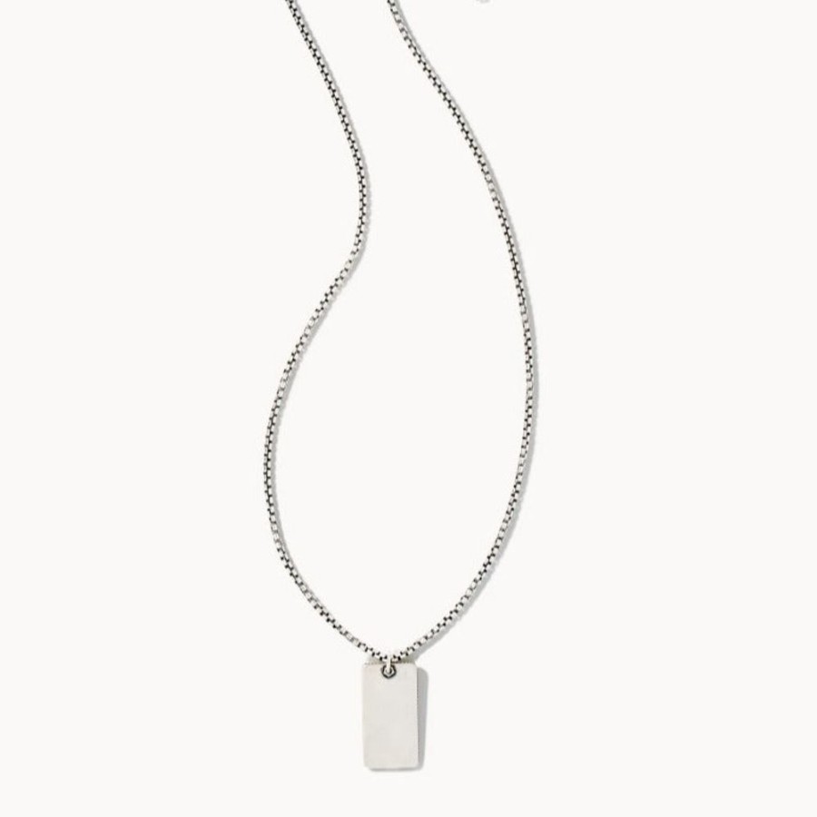 Gifts Kendra Scott | Scott Bros. Dog Tag Necklace In Oxidized Sterling Silver