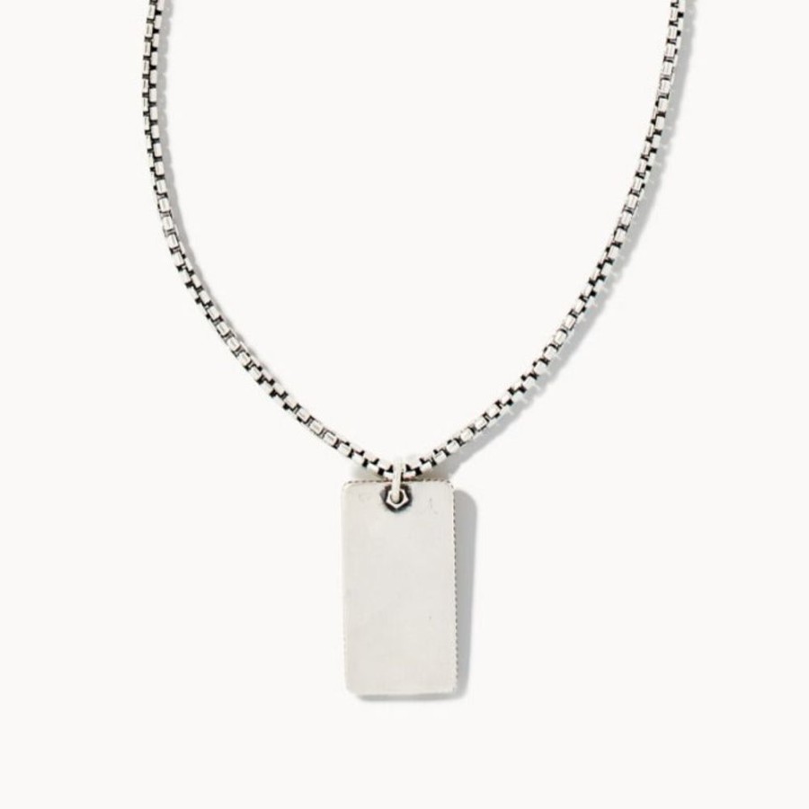 Gifts Kendra Scott | Scott Bros. Dog Tag Necklace In Oxidized Sterling Silver