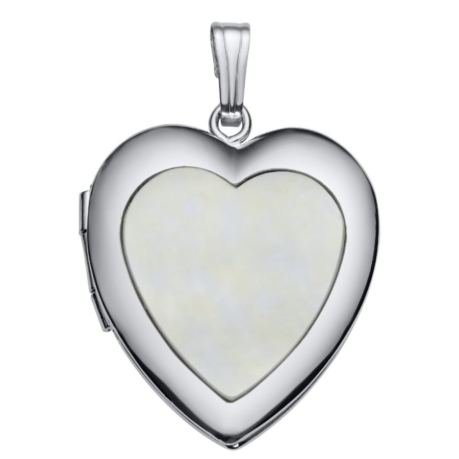 Jewelry Smyth Jewelers | Sterling Silver Mother Of Pearl Heart Locket Necklace 18"