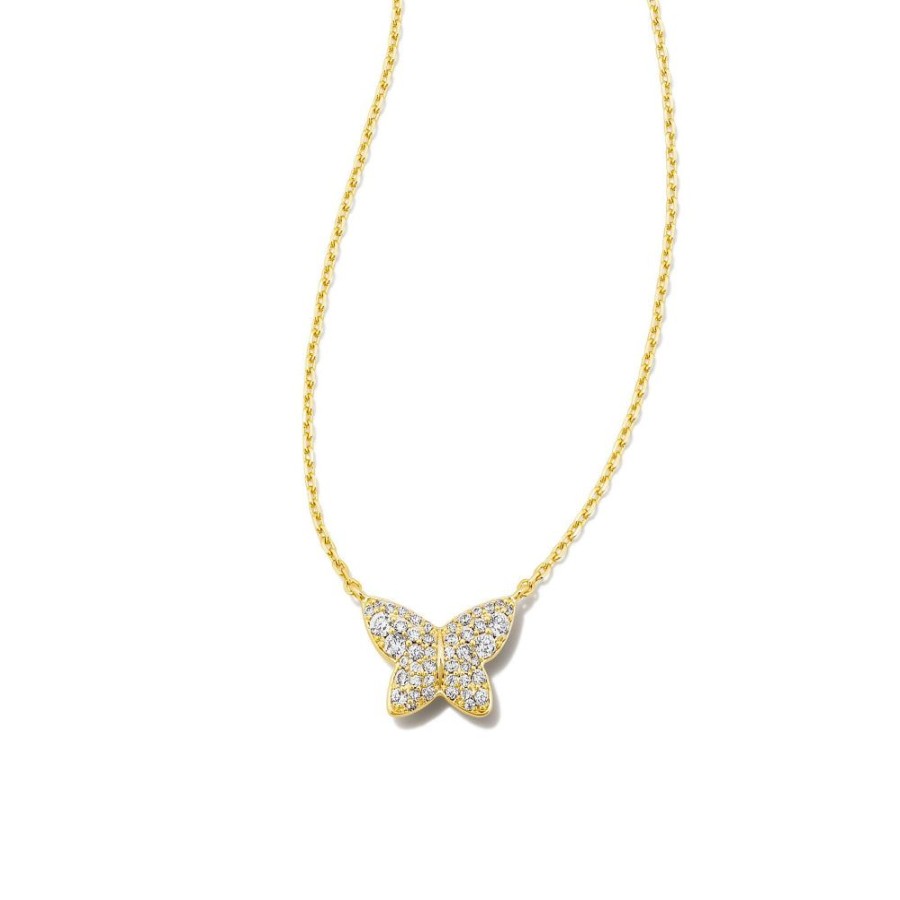 Jewelry Kendra Scott | Kendra Scott Lillia Butterfly Gold Pendant Necklace In Crystal