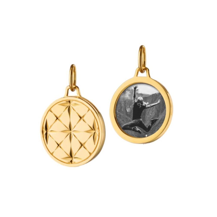 Jewelry Monica Rich Kosann | Monica Rich Kosann 18K Yellow Gold Small Round Mosaic Half Locket