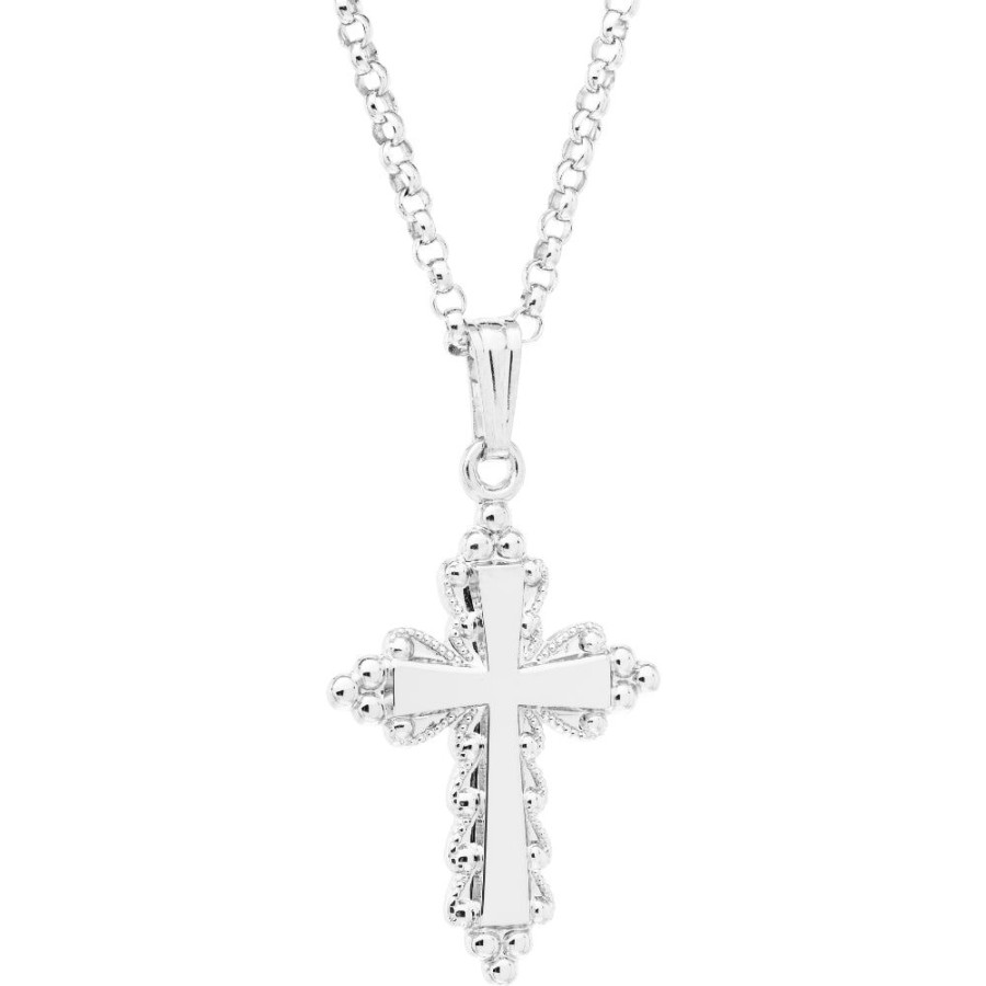 Jewelry Smyth Jewelers | Sterling Silver Accented Cross Necklace 18"