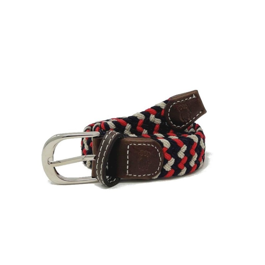 Gifts Roostas | Roostas The Lil' Oxford Kid'S Tri-Color Woven Stretch Belt