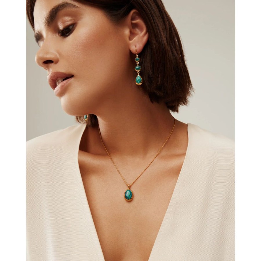 Jewelry Anna Beck | Anna Beck Small Malachite Chrysocolla Pendant Necklace