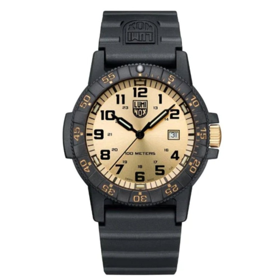 Timepieces Luminox | Luminox Leatherback Sea Turtle Giant, Gold Dial/Black Rubber Strap 032