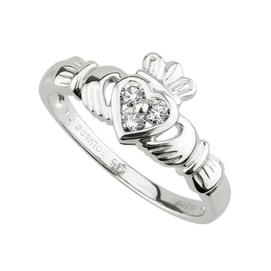 Jewelry Smyth Jewelers | Ladies 14K Diamond Claddagh Heart Ring