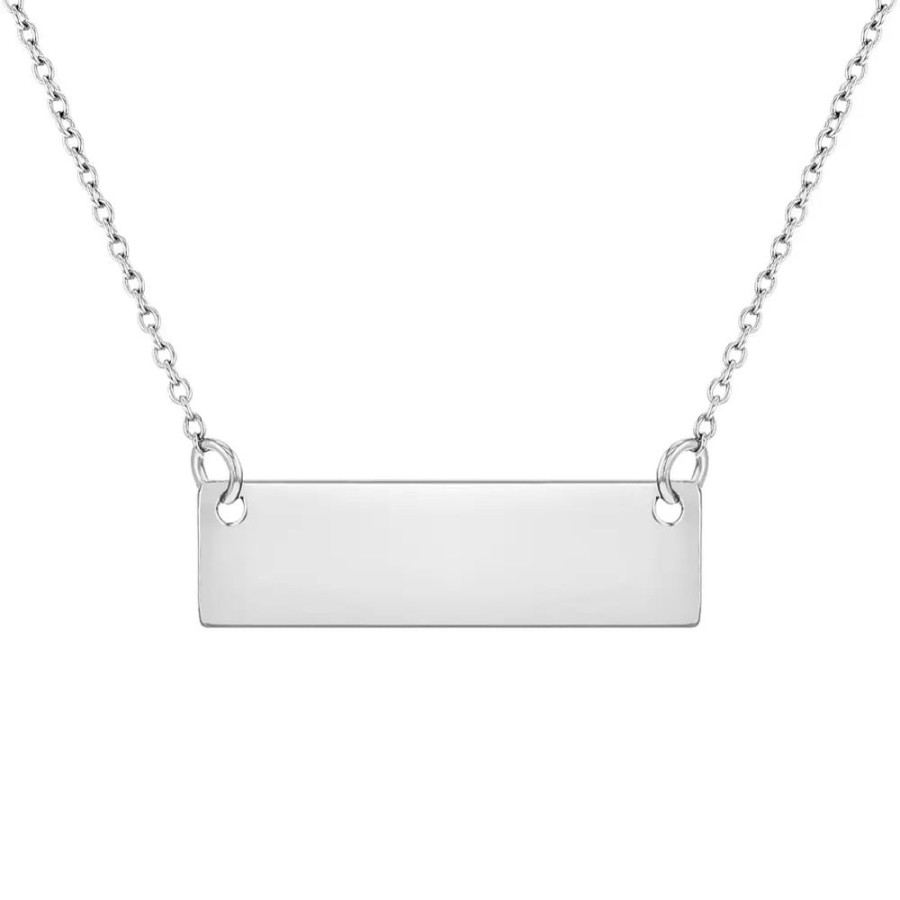 Jewelry Smyth Jewelers | Children'S Sterling Silver Polished Name Plate Pendant Necklace