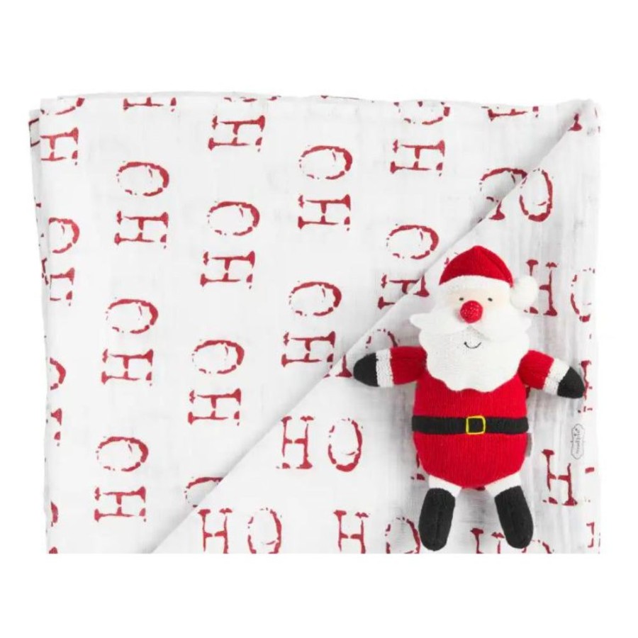 Gifts Mud Pie | Mud Pie Santa Swaddle & Rattle