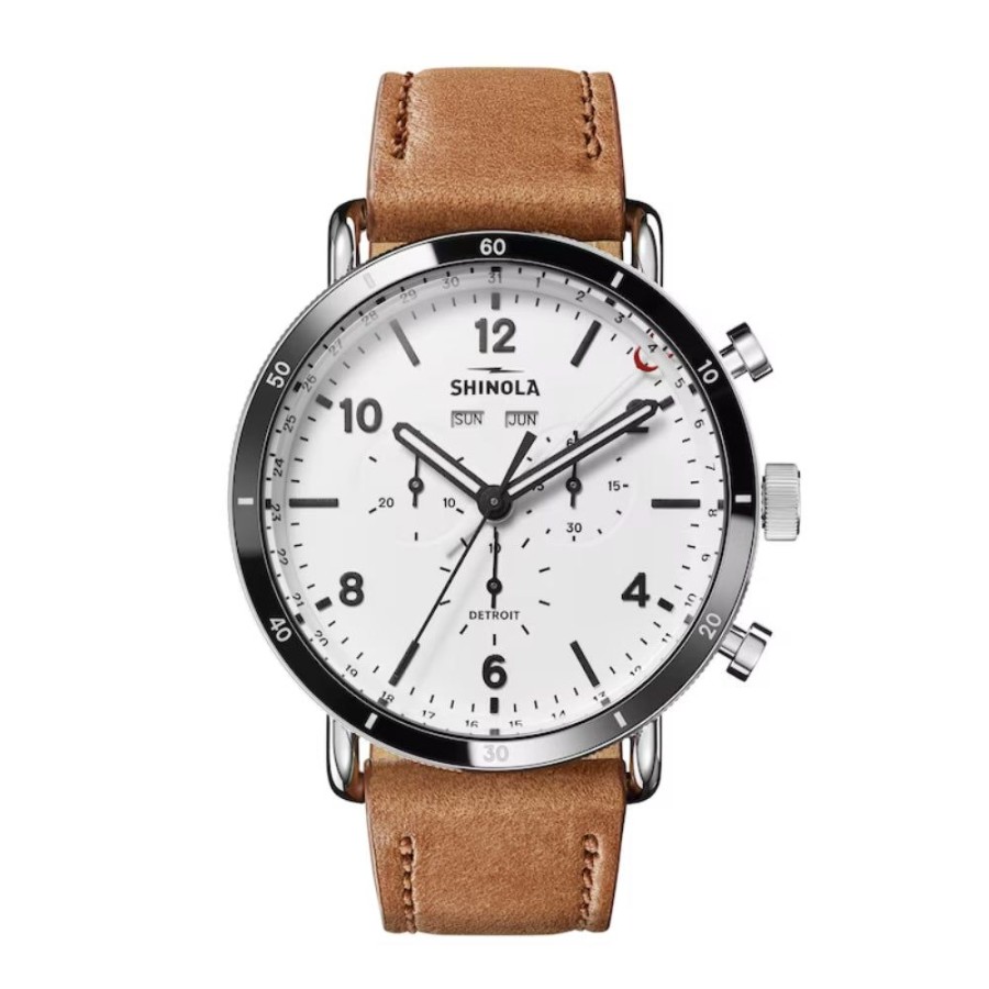 Timepieces Shinola | Shinola Gents 45Mm Canfield Sport Chronograph-White