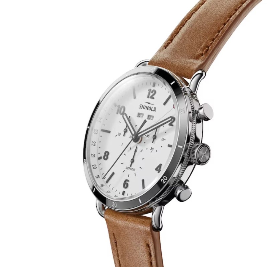 Timepieces Shinola | Shinola Gents 45Mm Canfield Sport Chronograph-White